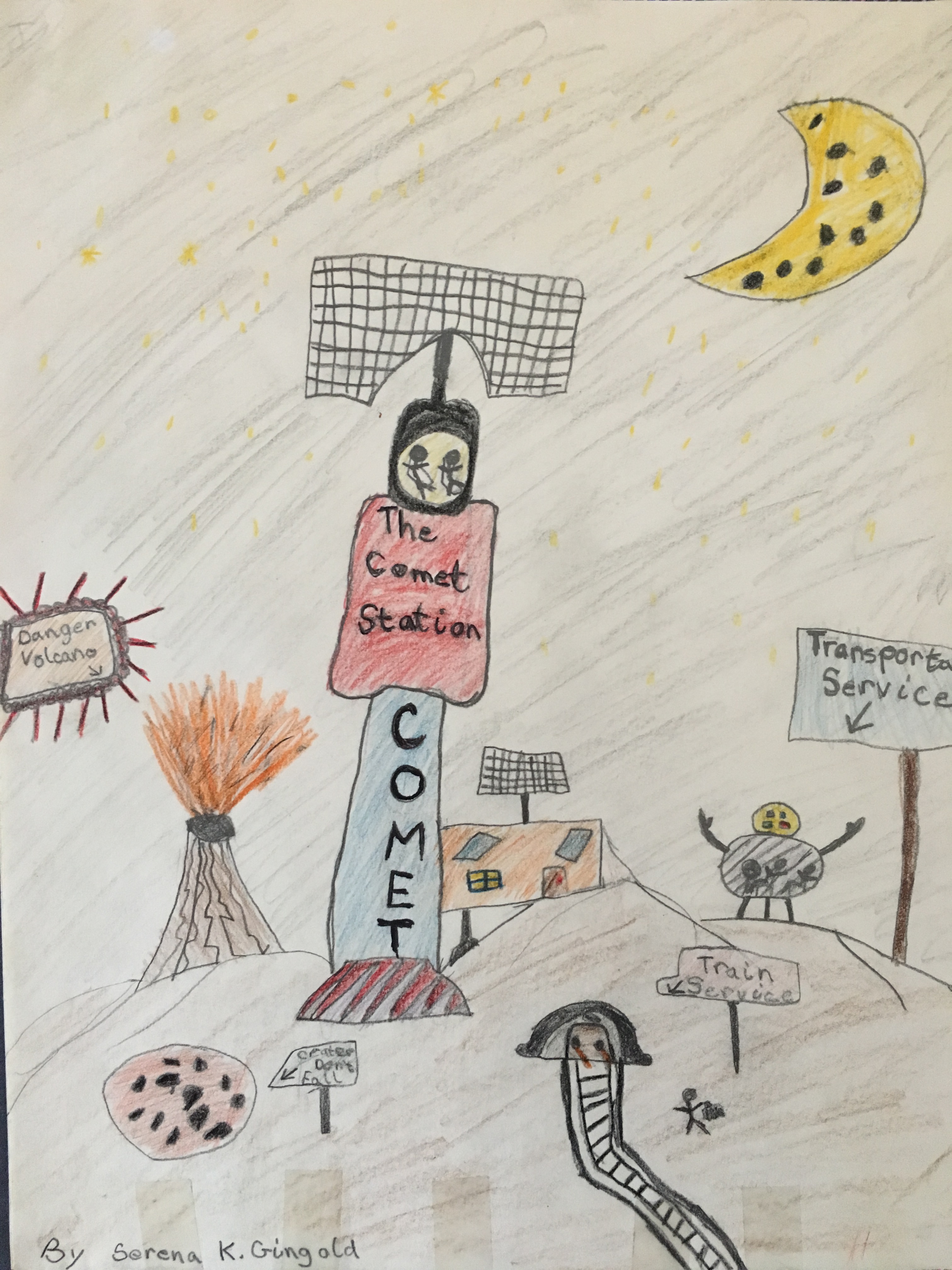 Original illustration from Adventures in the Future. The Planet Serenatron by Serena K. Gingold, 1986