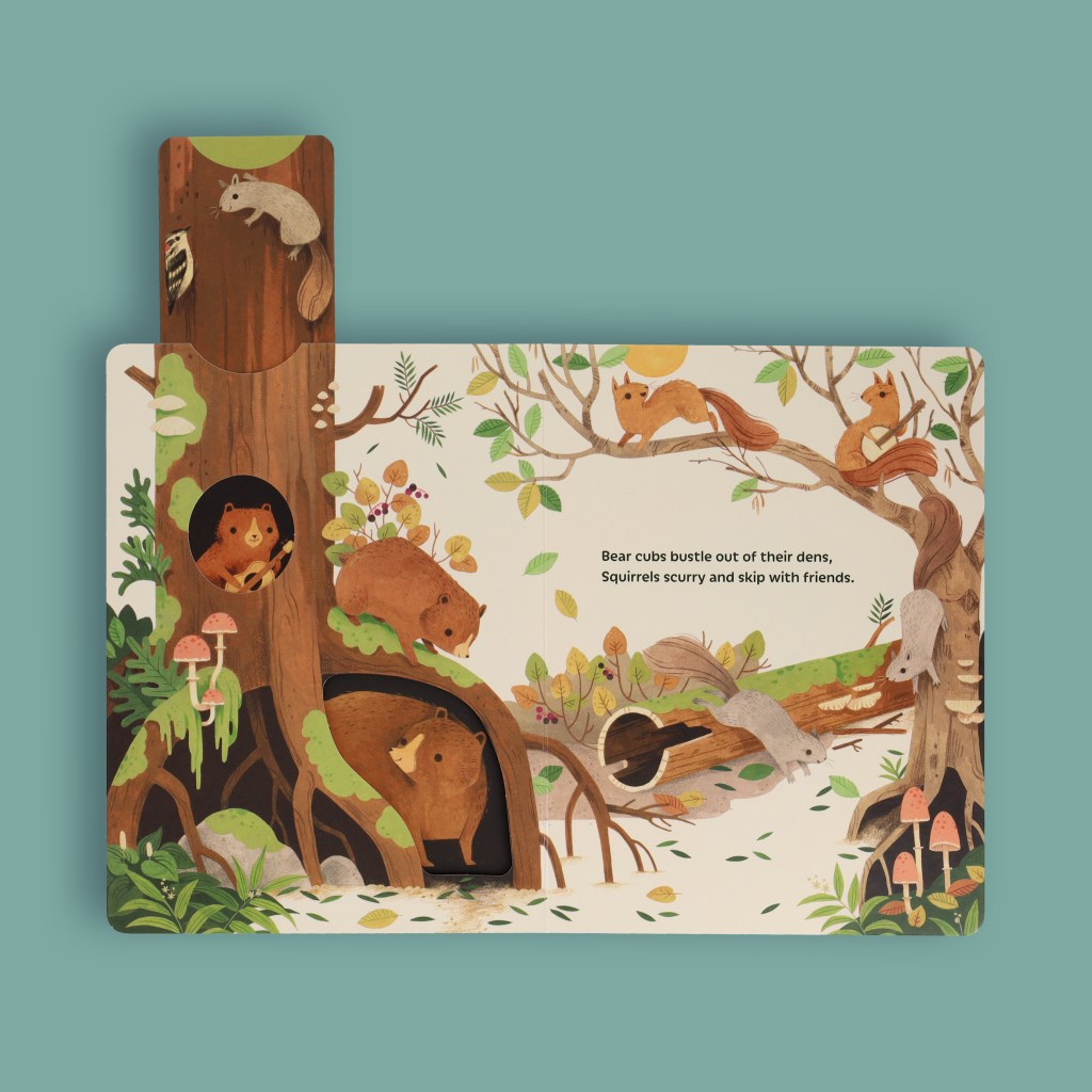 Interior spread of SUNRISE DANCE (Chronicle Books) by Serena Gingold Allen, illustrated by Teagan White